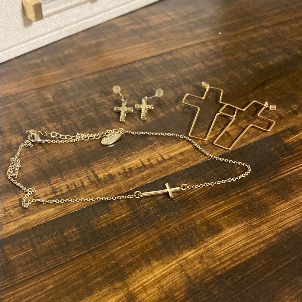Gold Cross Jewelry Set